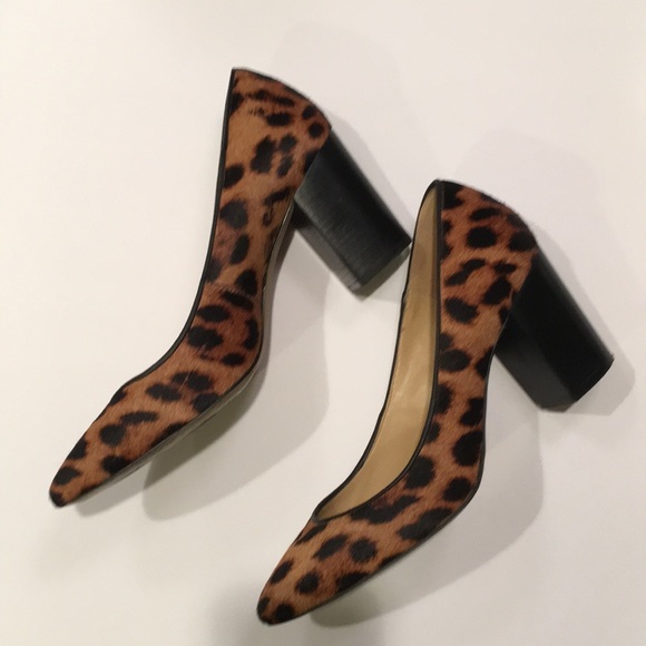Pony Skin Leopard/Chetah Print Chunky Heel Pumps - Picture 3 of 7